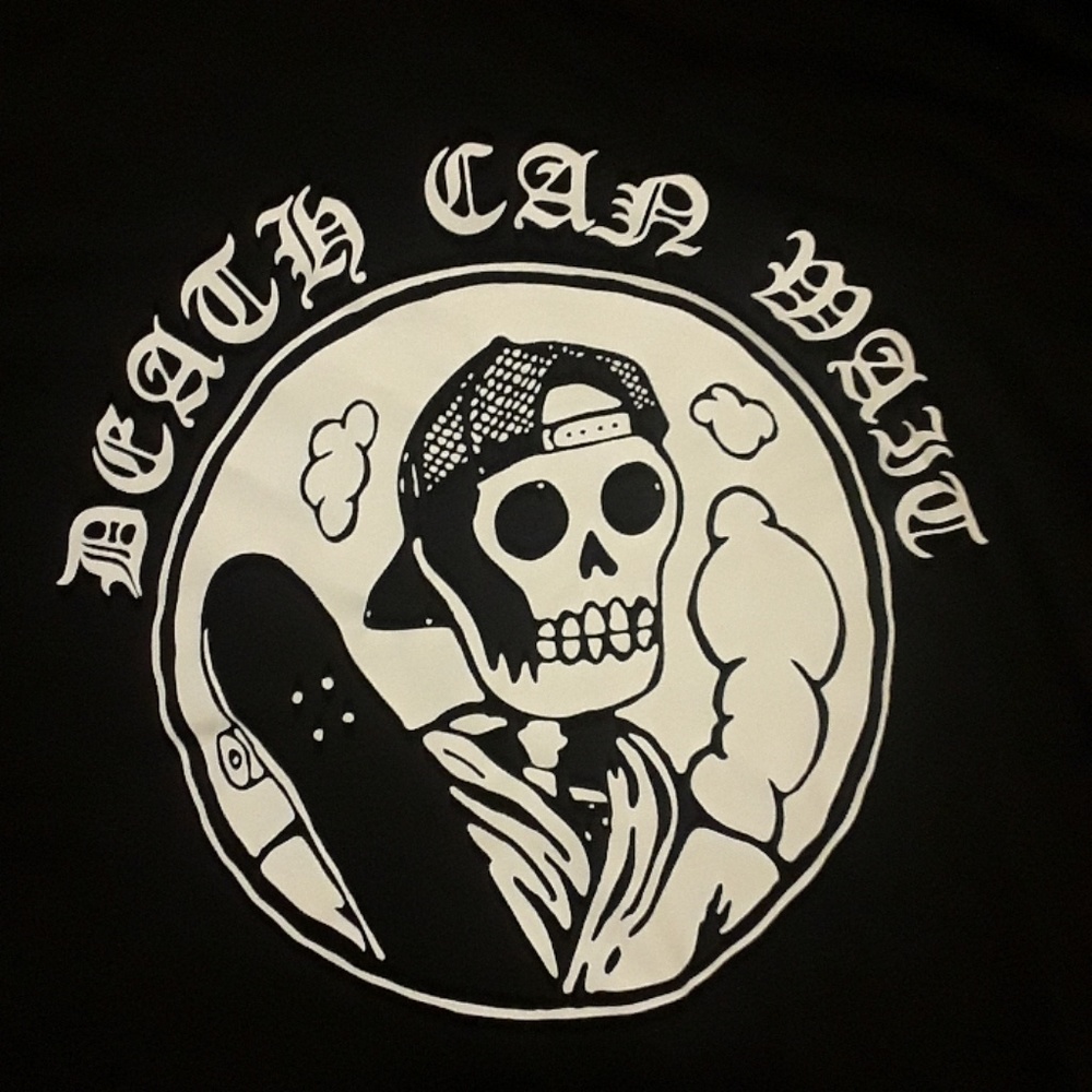 Adidas Black Skate Tee "Death Can Wait"